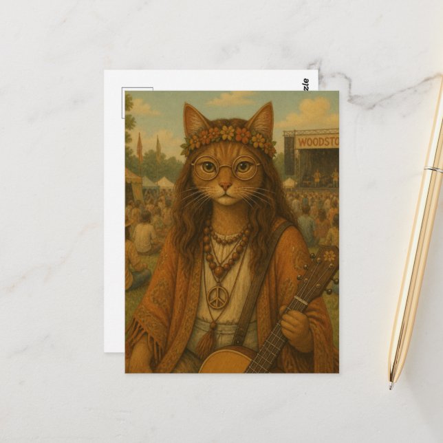 The Hippie Kitty Postcard (Front/Back In Situ)