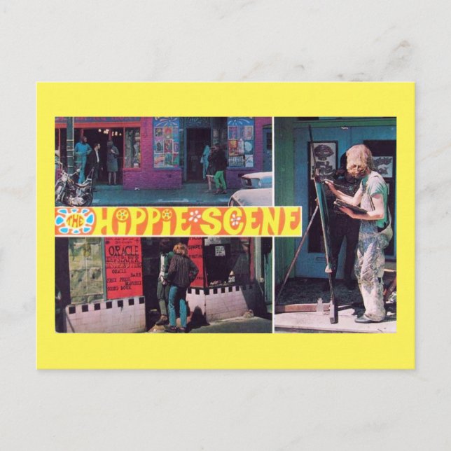 The Hippie Scene Vintage Postcard (Front)