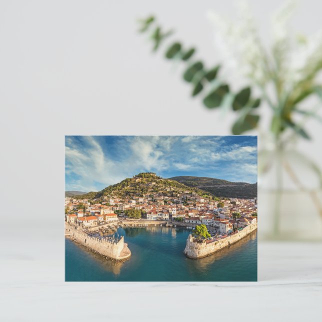 The historic port of Nafpaktos, Greece Postcard (Standing Front)