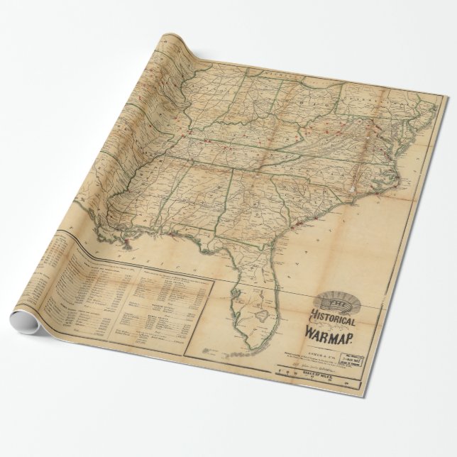 The Historical Civil War Map (1862) Wrapping Paper (Unrolled)