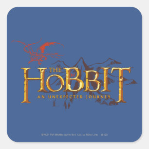 The Hobbit Logo Over Mountains Square Sticker