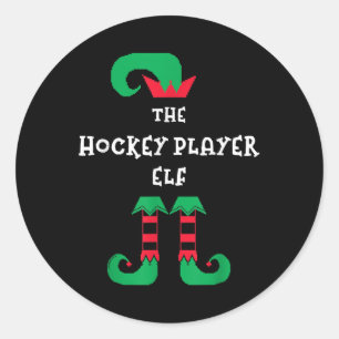 The Hockey Player Elf Christmas Ice Hockey Xmas Ho Classic Round Sticker