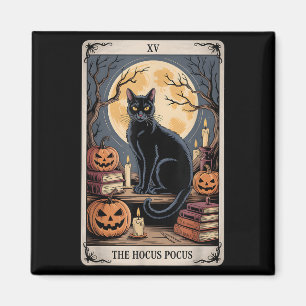 The Hocus Pocus Tarot Halloween Cat Pumpkin Mystic Magnet