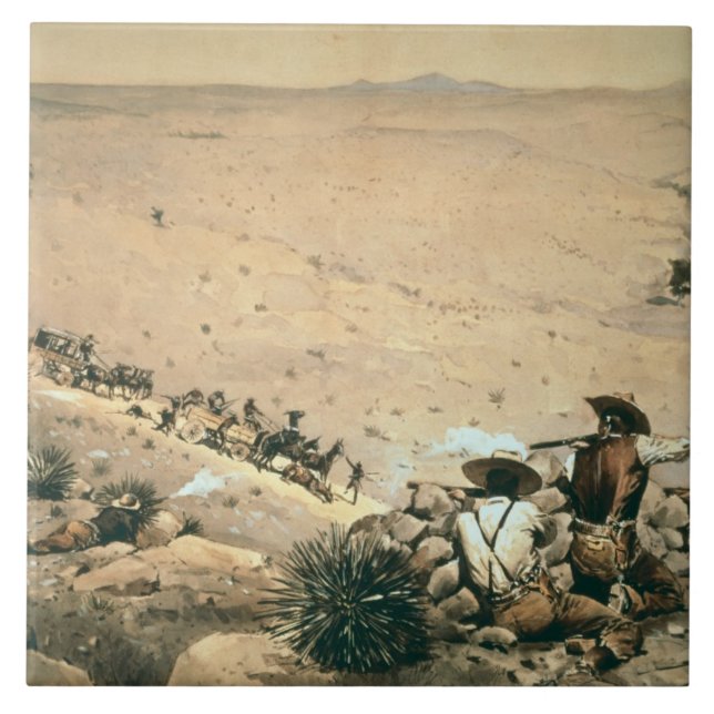 'The Hold Up', c.1900 (oil on canvas) Ceramic Tile (Front)
