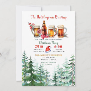 The Holidays Are Brewing Forest Christmas Party Invitation