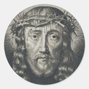 The Holy Face crowned with thorns Classic Round Sticker