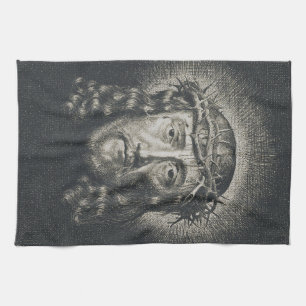 The Holy Face crowned with thorns Tea Towel