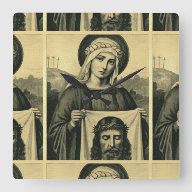 The Holy Face Of Jesus Square Wall Clock (Front)