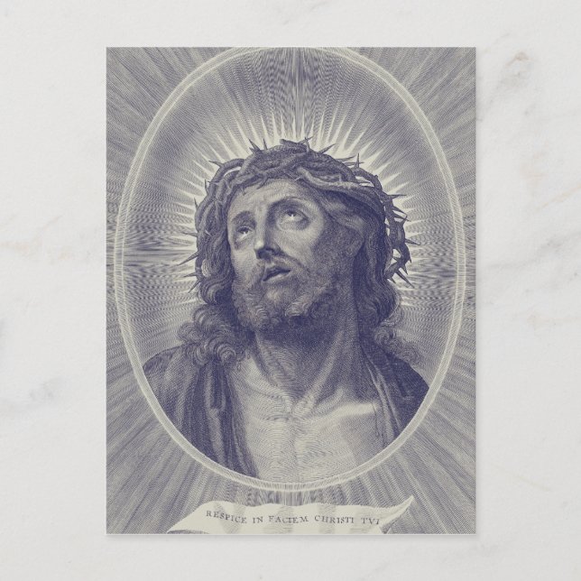 The Holy Face Of Jesus With Crown Of Thorns Art Postcard (Front)