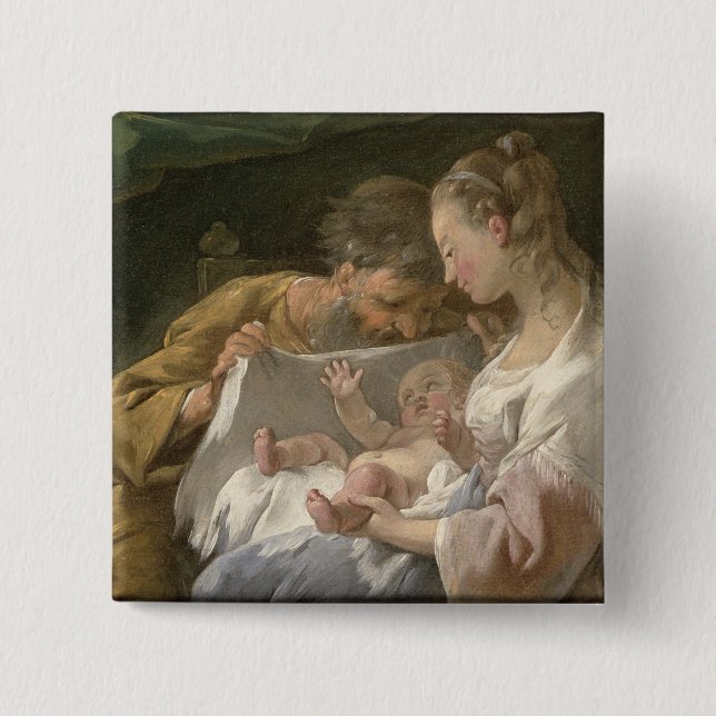 The Holy Family, 18th century 15 Cm Square Badge (Front)
