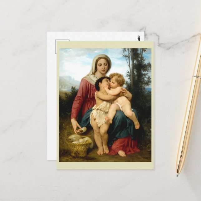 The Holy Family by William Bouguereau Postcard (Front/Back In Situ)