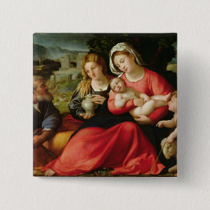 The Holy Family, c.1508-12 (oil on canvas) 15 Cm Square Badge
