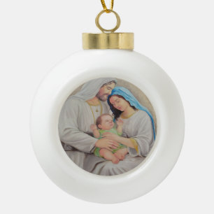 The Holy Family: Divine Love Portrait Ceramic Ball Christmas Ornament