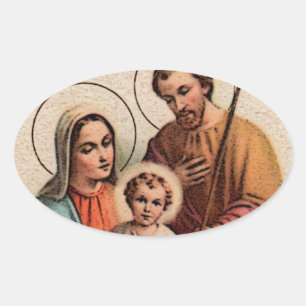 The Holy Family - Jesus, Mary, and Joseph Oval Sticker