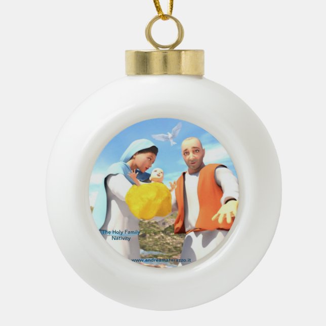 The Holy Family - Nativity    Ceramic Ball Christmas Ornament (Front)
