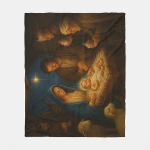 The Holy family nativity w/3 wise men Fleece Blanket