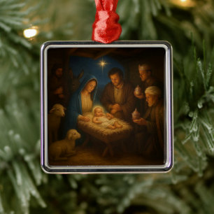 The Holy family nativity w/3 wise men Metal Ornament