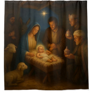 The Holy family nativity w/3 wise men Shower Curtain