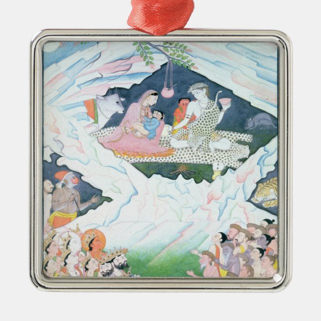 The Holy Family of Shiva and Parvati Metal Tree Decoration (Front)