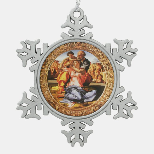 The Holy Family Snowflake Pewter Christmas Ornament (Front)