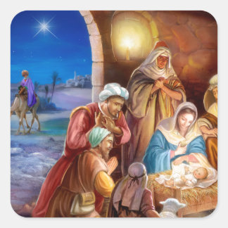 The holy family square sticker