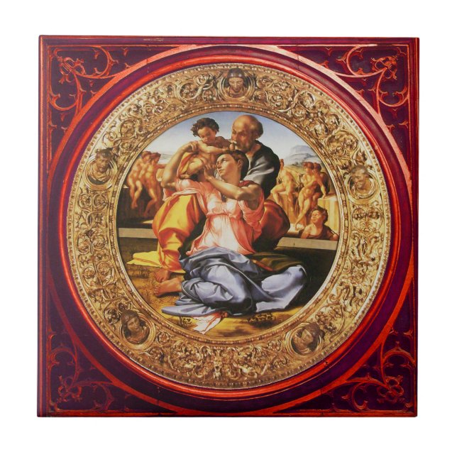 The Holy Family .The Doni Tondo Ceramic Tile (Front)