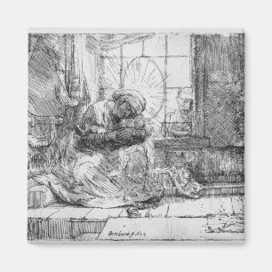 The Holy Family with a cat, 1654 Magnet