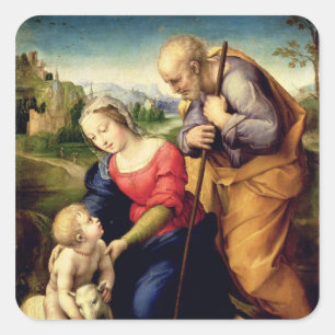 The Holy Family with a Lamb, 1507 Square Sticker