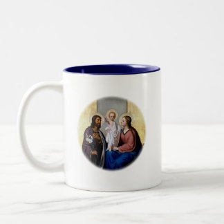 The Holy Family with JMJ Initials Catholic Iconogr Two-Tone Coffee Mug