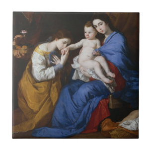 The Holy Family with Saints Anne and Catherine Ceramic Tile