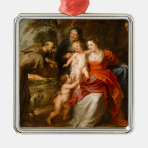 The Holy Family with Saints Metal Ornament