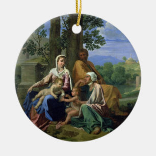 The Holy Family with SS. John, Elizabeth and the I Ceramic Ornament
