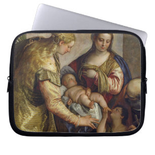 The Holy Family with St. Barbara, c.1550 (oil on c Laptop Sleeve