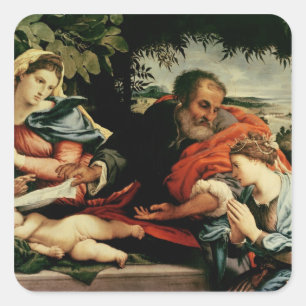 The Holy Family with St. Catherine of Square Sticker