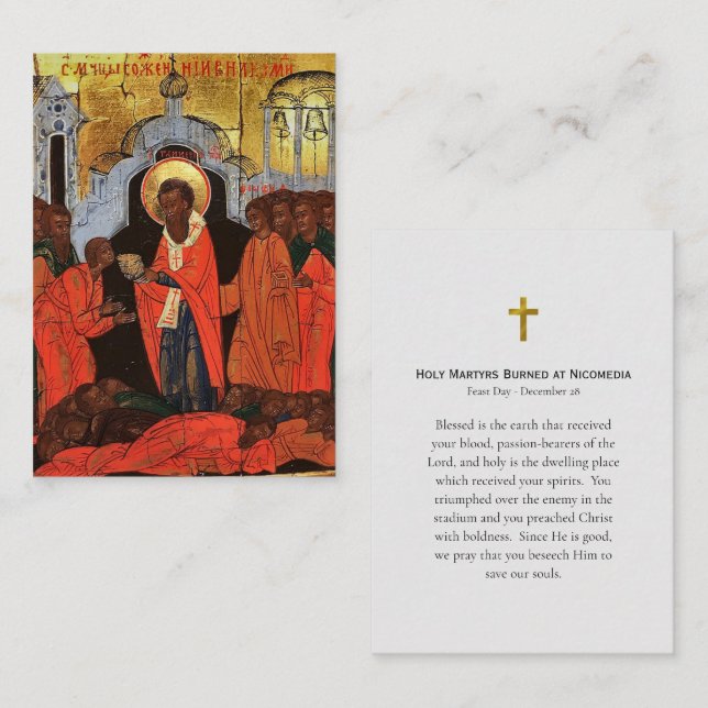 The Holy Martyrs Burned at Nicomedia Prayer Card   (Front/Back)