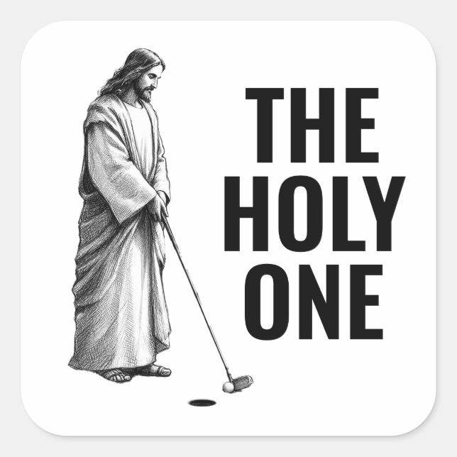 The Holy One - Golfing Jesus Square Sticker (Front)