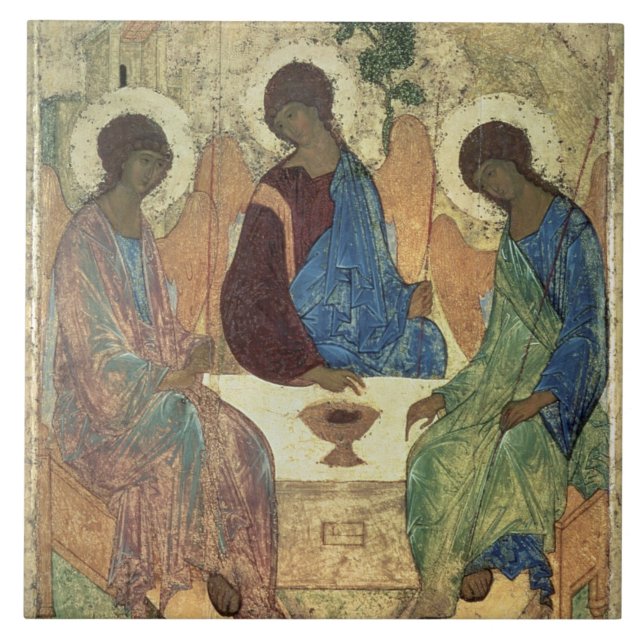 The Holy Trinity, 1420s (tempera on panel) Ceramic Tile (Front)