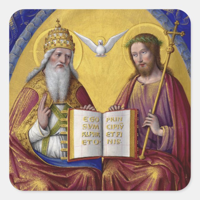The Holy Trinity by Jean Bourdichon circa 1508 Square Sticker (Front)