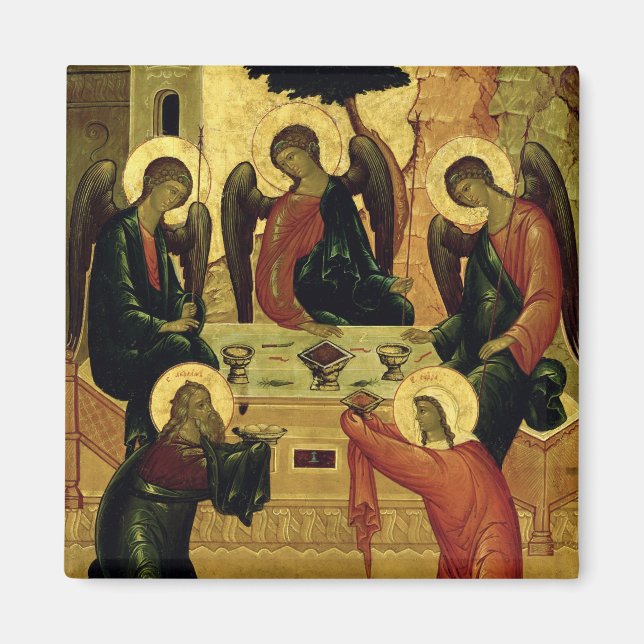 The Holy Trinity, Novgorod School, 15th century Magnet (Front)