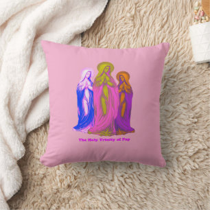 The Holy Trinity of Pop Multicolored Virgin Mary Cushion