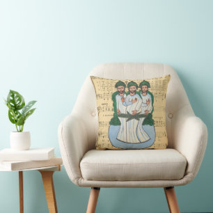 The Holy trinity Vintage Folk art painting Cushion