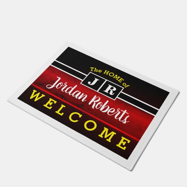 The Home of (Your Name) - Monogram (editable) Doormat (Angled)