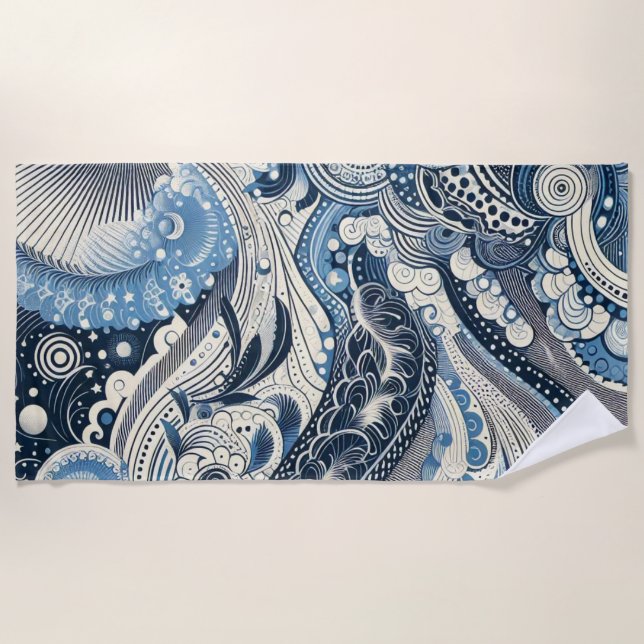 The Home Studio Indigo Bloom Beach Towel (Front)