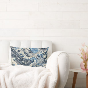 The Home Studio Indigo Bloom  Lumbar Cushion