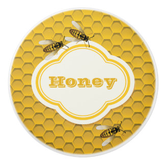 The Honeycomb and Bees Ceramic Knob
