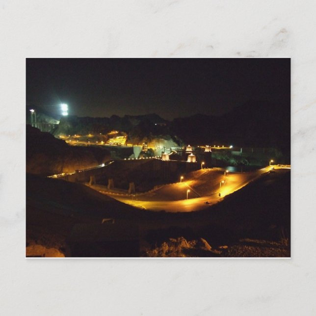 The Hoover Dam by night Postcard (Front)