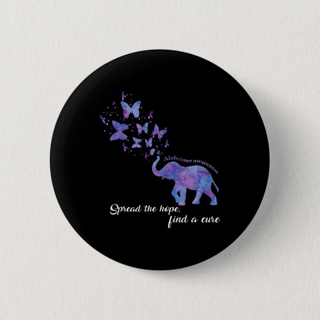 The Hope Find A Cure Alzheimerheimer Awareness Gif 6 Cm Round Badge (Front)