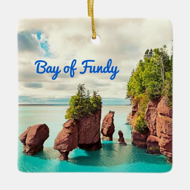 The Hopewell Rocks Bay of Fundy Canada stylised Ceramic Ornament (Front)