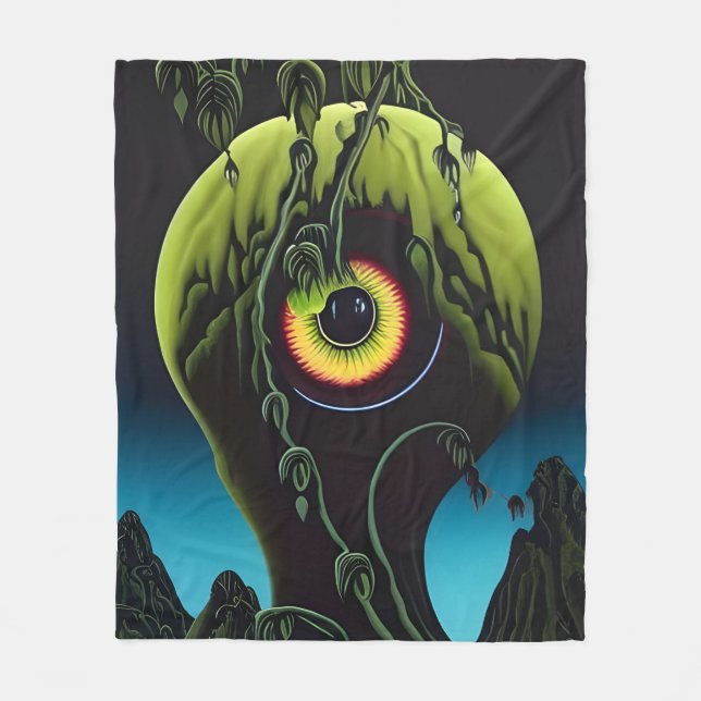 The Horror Plant With Eyeball Fleece Blanket (Front)