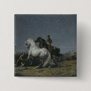 The Horse Thieves, 19th century 15 Cm Square Badge